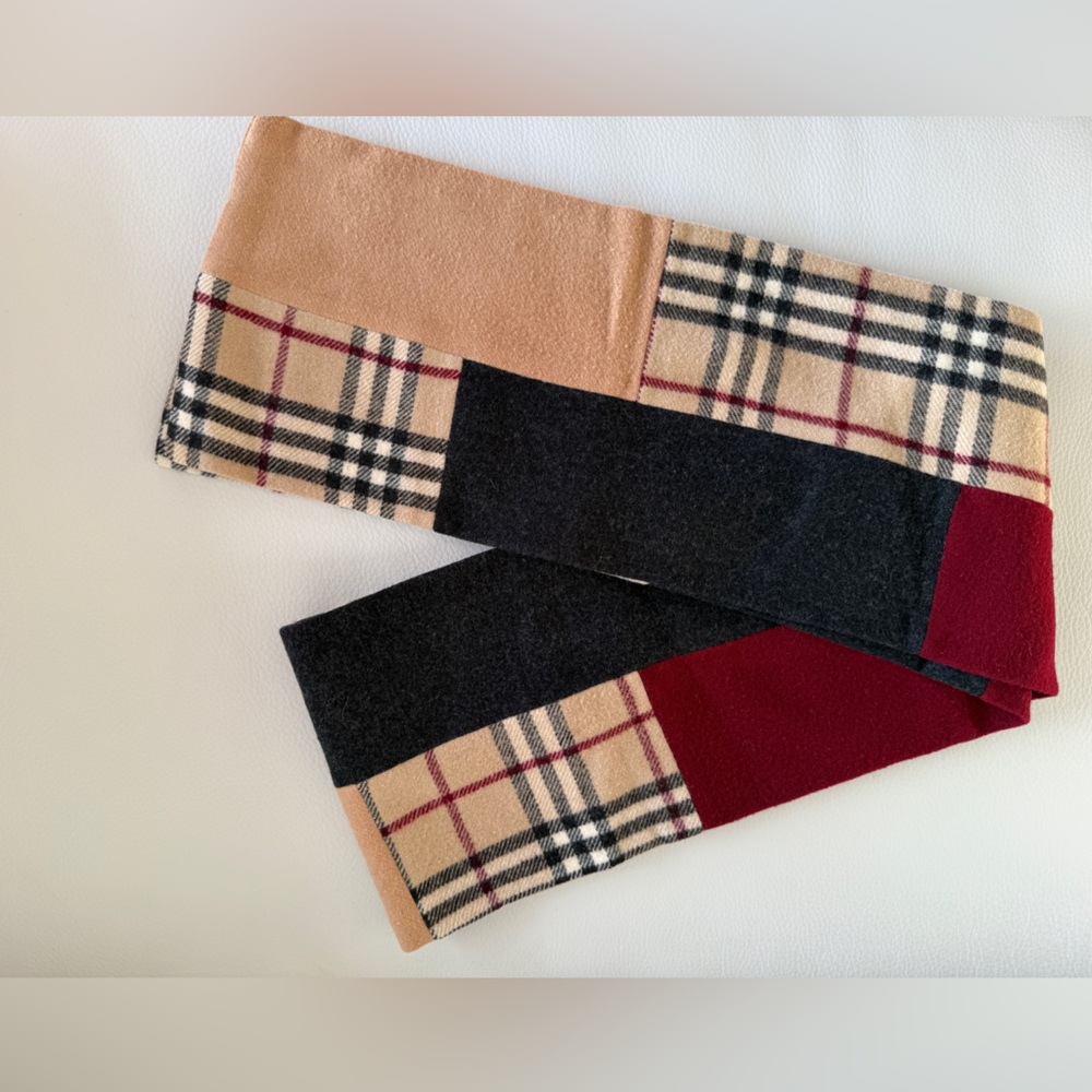 Burberry London Merino Wool/Cashmere Patchwork Check Scarf - Picture 6 of 9